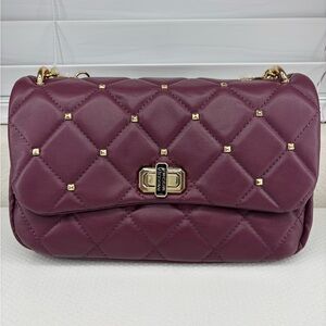 Badgley Mischka Plum Crossbody w/ Diamond Quilted & Gold Studs